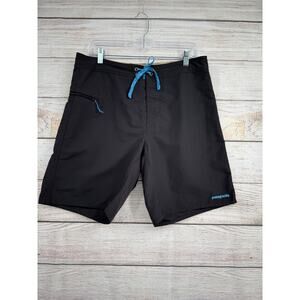 Patagonia Wavefarer 9" Board Shorts Mens 33 Black Unlined Drawstring